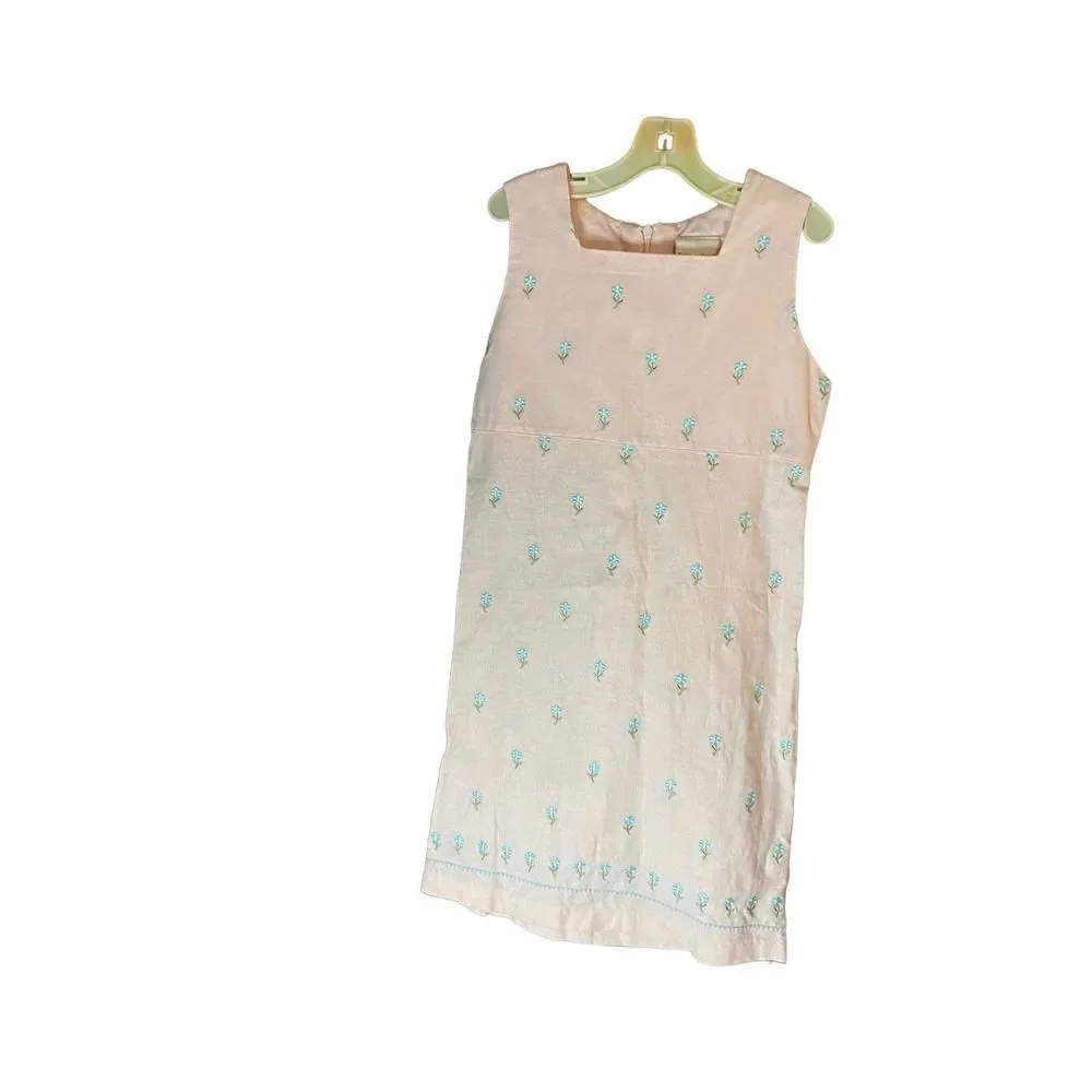 KC Parker girls linen blend pink floral embroidered dress and cardigan size 10